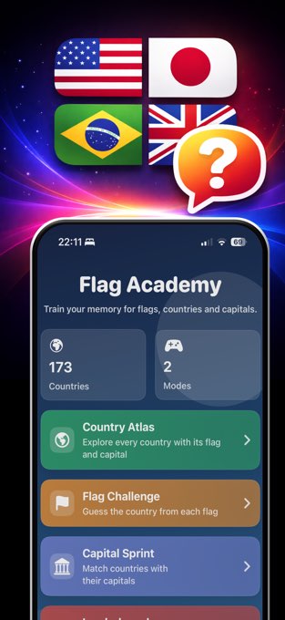 Flag Academy home screen from the App Store